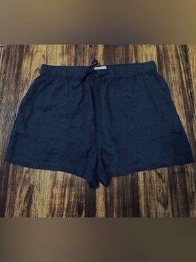 C.C California Women’s Navy Linen Drawstring Shorts, Sz XL. NWOT
